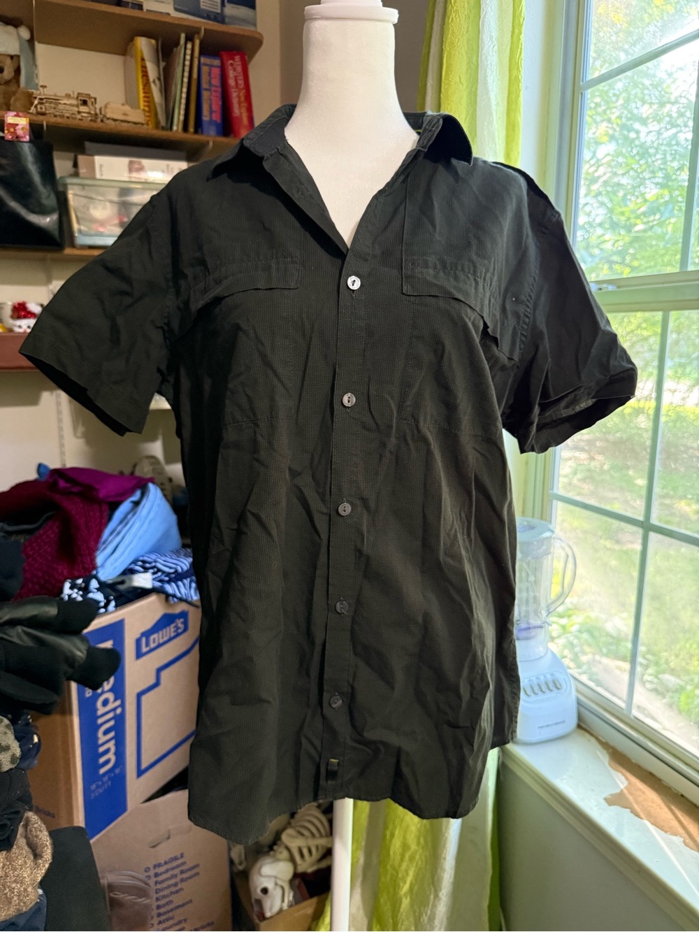 Calvin Klein Black Slim Fit Short Sleeve Shirt with Lime Trim